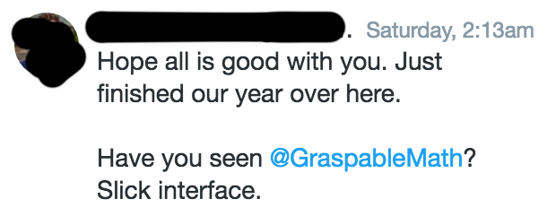 A tweet where someone asks my impressions about Graspable Math.