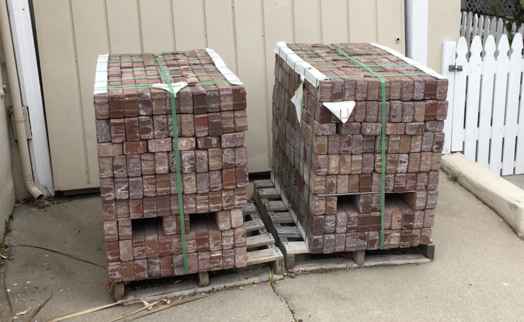 bricks stacked in an interesting way on a pallet